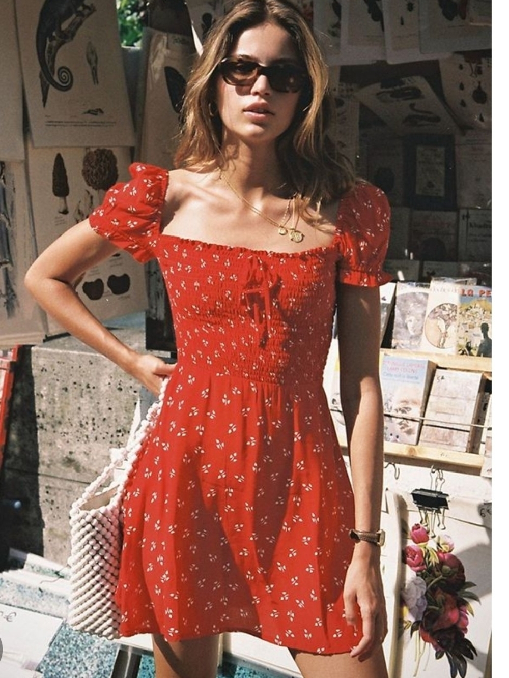 Faithfull the Brand Genevieve Mini Dress with Puff Sleeves